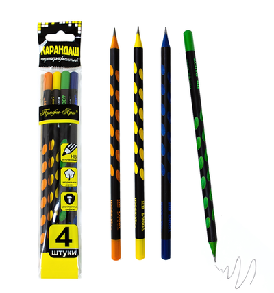 Карандаш ч/г HB "Цветная точка" трехгран, заточенный, без ластика, дерево РА007 (Профи-Арт)