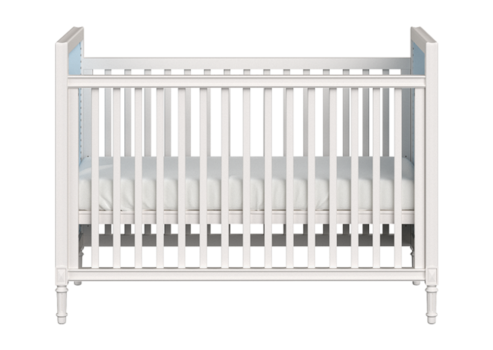 Кроватка Elit (белый, голубая ткань)