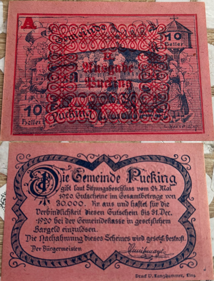 Австрия 10 геллеров 1920 Пукинг aUNC