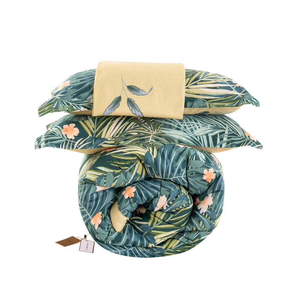 Комплект постельного белья Сатин с Одеялом 100% хлопок на резинке OBR156