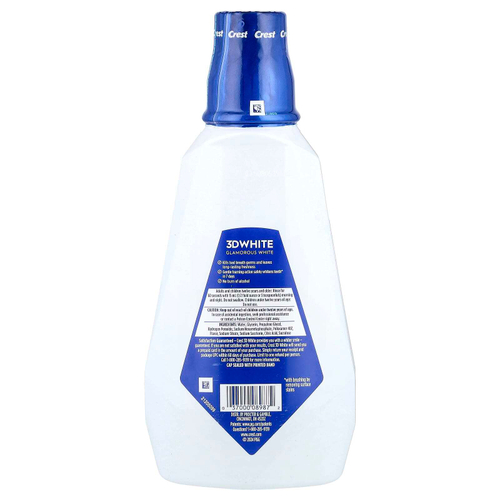 Crest, 3D White, Multi-Care Clean, отбеливающий ополаскиватель для рта, Glamorous White, сияющая мята, 946 мл (32 жидк. унции)