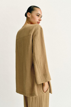 ZARA ДВУБОРТНЫЙ ЖАКЕТ С БОКОВЫМИ РАЗРЕЗАМИ, РЫЖЕВАТО-КОРИЧНЕВЫЙ