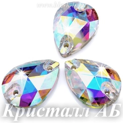 Пришивная капля Dongzhou с 2 отверстиями, Кристалл АБ (10х14мм) DZ