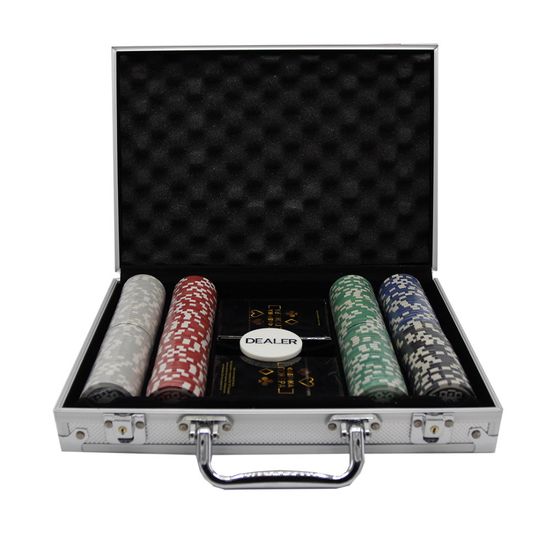 Фабрика Покера: Набор из 200 фишек для покера с номиналом в серебристом кейсе