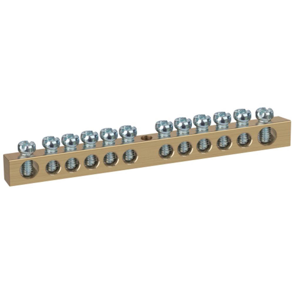 Шина ЭРА NO-122-16 PEN земля-ноль 6х9мм 12/1 латунная с креплениями по центру