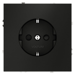 Розетка встраиваемая VOLTUM S70 с заземлением и защитными шторками, 16А, (черный матовый)