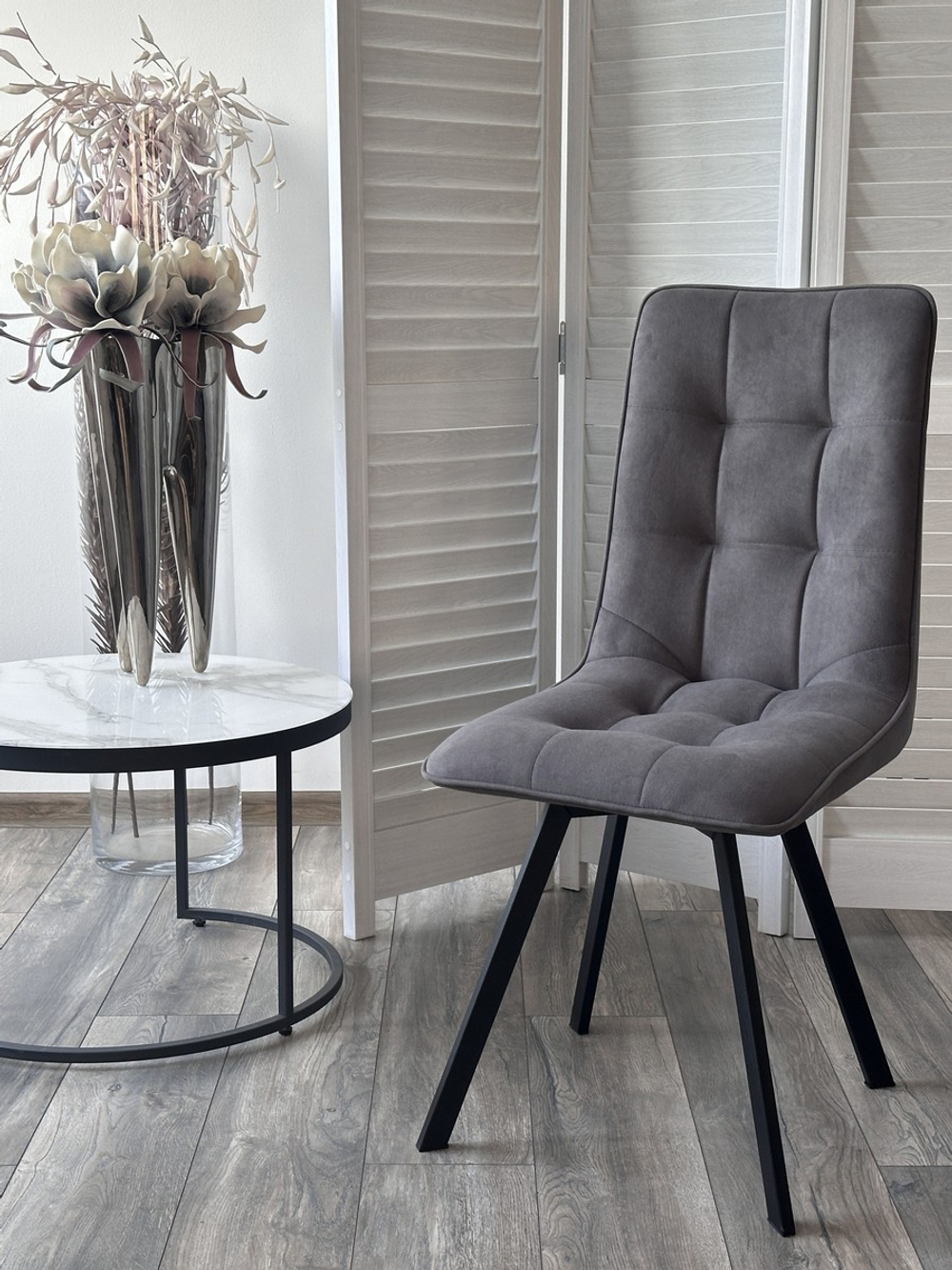 Стул ДАРЛИНГ 360 град. поворот. B28 Темно-серый, велюр / черный каркас, М-City