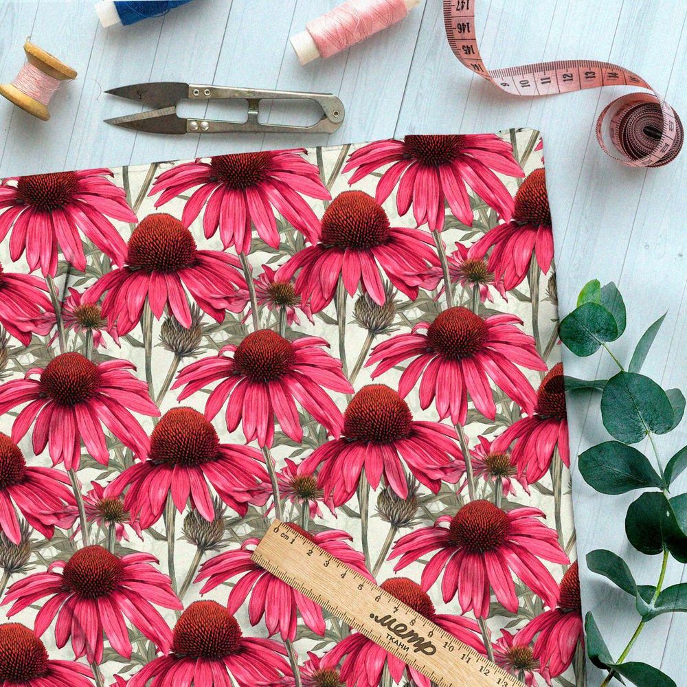 Ткань премиум флис яркое поле цветов