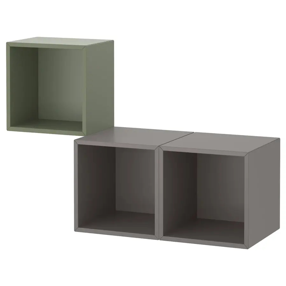 Комбинация для хранения - EKET IKEA/ ЭКЕТ ИКЕА,  105х70 см, темно-серый  /зеленый