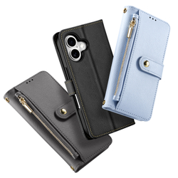 Чехол кошелек с MagSafe из TPU кожи серого цвета от Dux Ducis для iPhone 16, серия Lawa Series Case