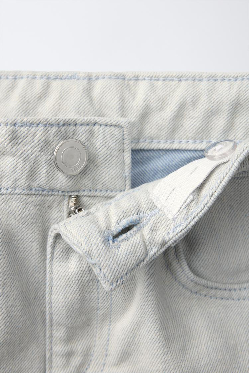 ZARA ДЖИНСЫ ПРЯМОГО КРОЯ С ПОДВЕРНУТЫМ НИЗОМ, НЕБЕСНО-ГОЛУБОЙ