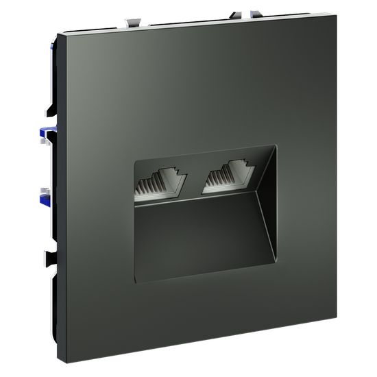 Розетка компьютерная встраиваемая VOLTUM S70 двойная RJ45+RJ45 кат.6, (титан)