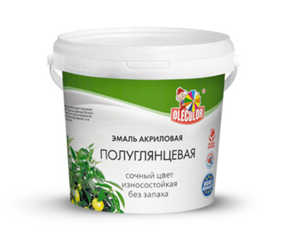 Эмаль акриловая универсальная полуглянцевая белый 0,9кг OLEKOLOR
