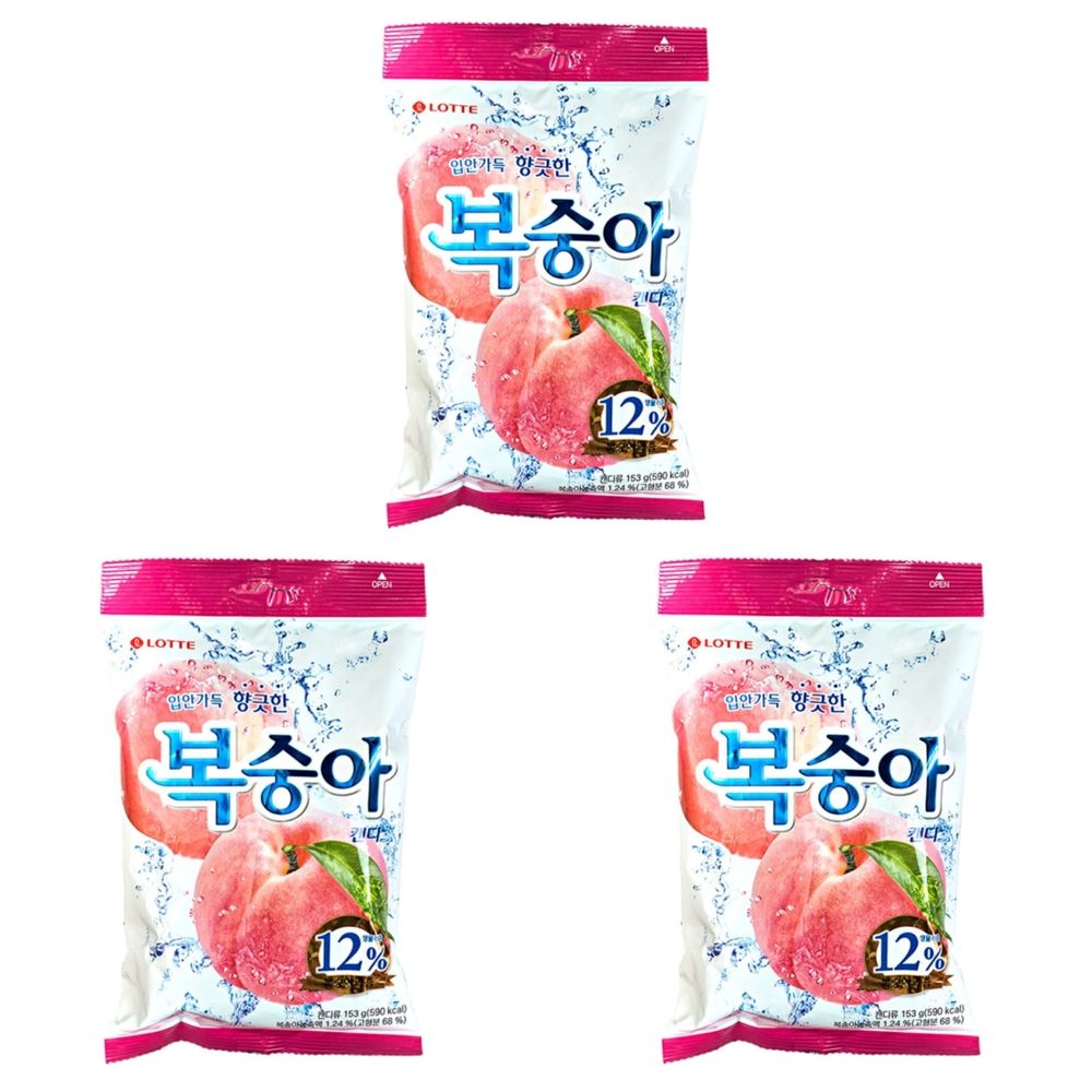 Карамель с персиковым соком Lotte Peach Candy 153 г x 3 шт
