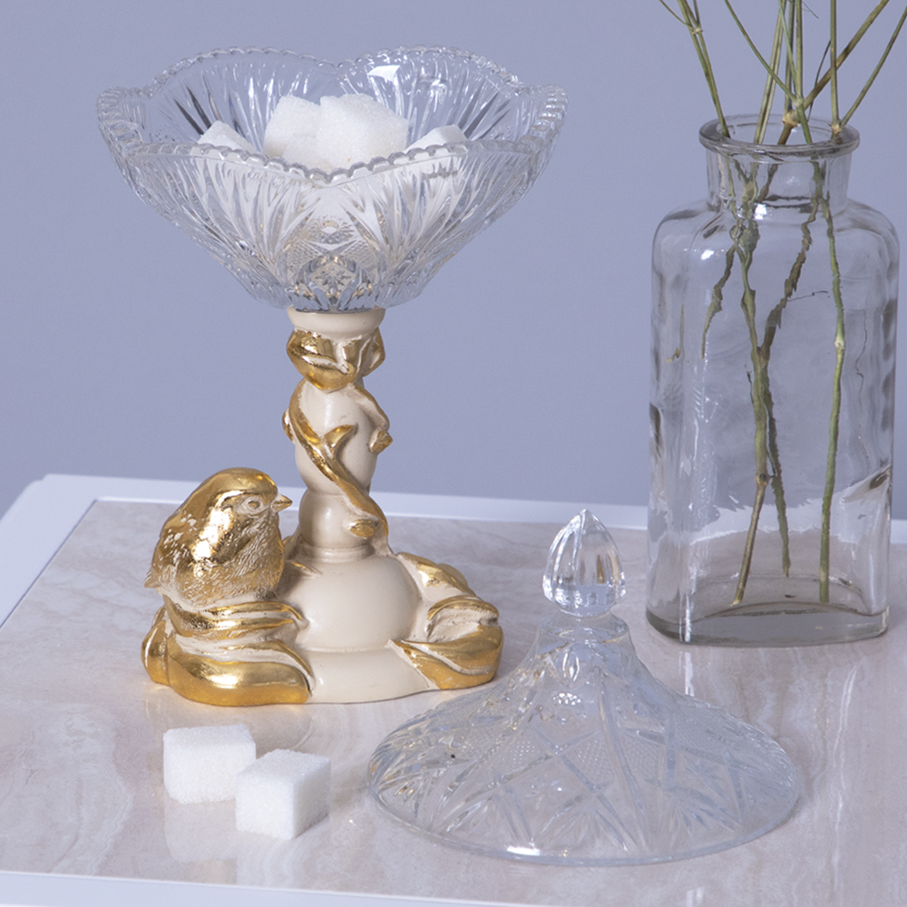 Сахарница стеклянная с крышкой Зарничка Свитти Айвори