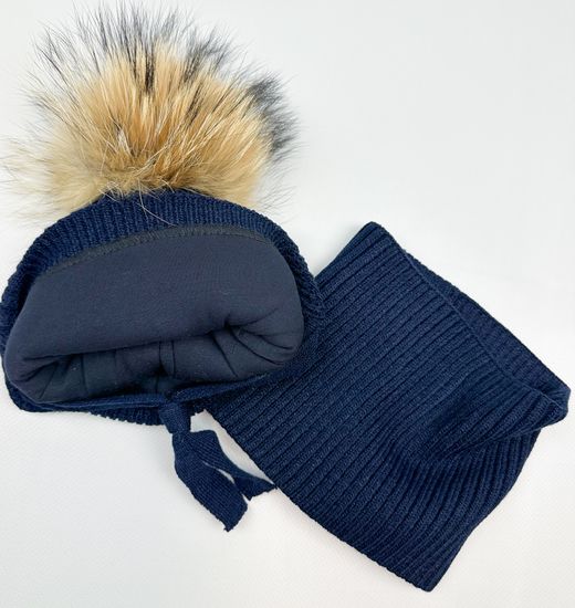 Шапка зимняя со снудом, Темно-синяя