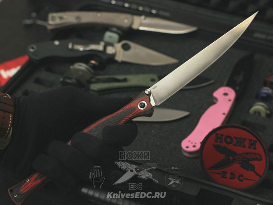 Складной нож REPTILIAN филейный Лаврак красный c клинком из стали AUS-8A, рукоять G10