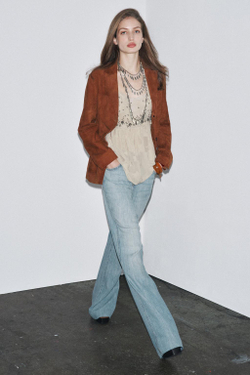 ZARA ЖАККАРДОВЫЙ ТОП НА БРЕТЕЛЯХ — ZW COLLECTION, ЖЕМЧУЖНО-СЕРЫЙ