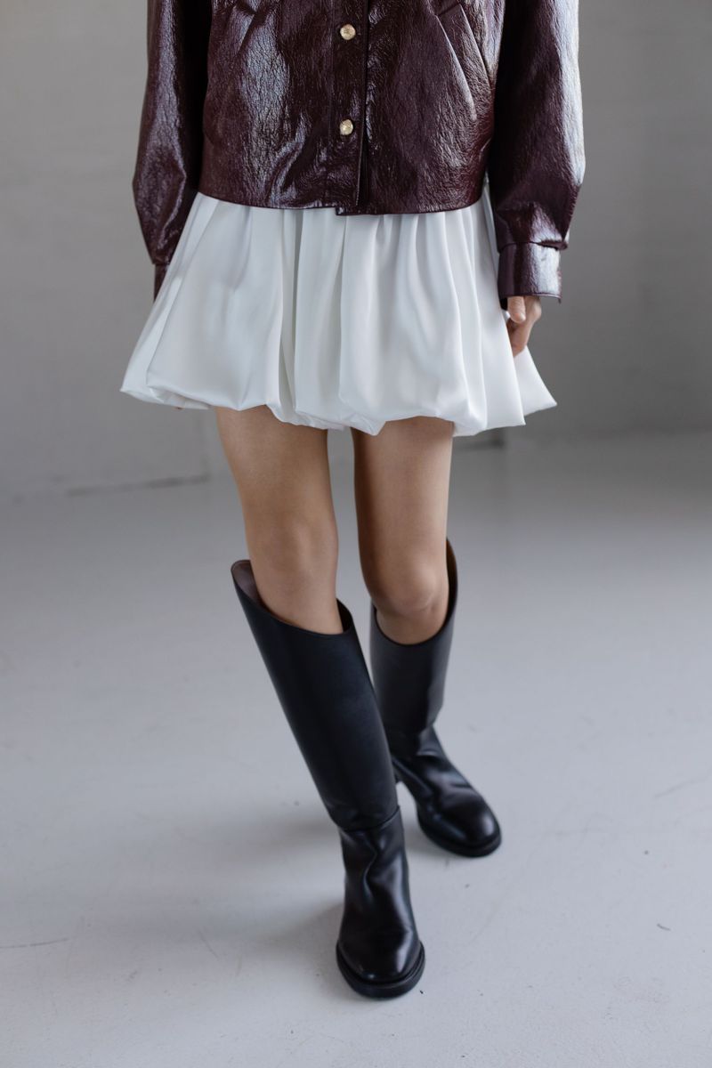 Юбка из шелка баллон мини молочная