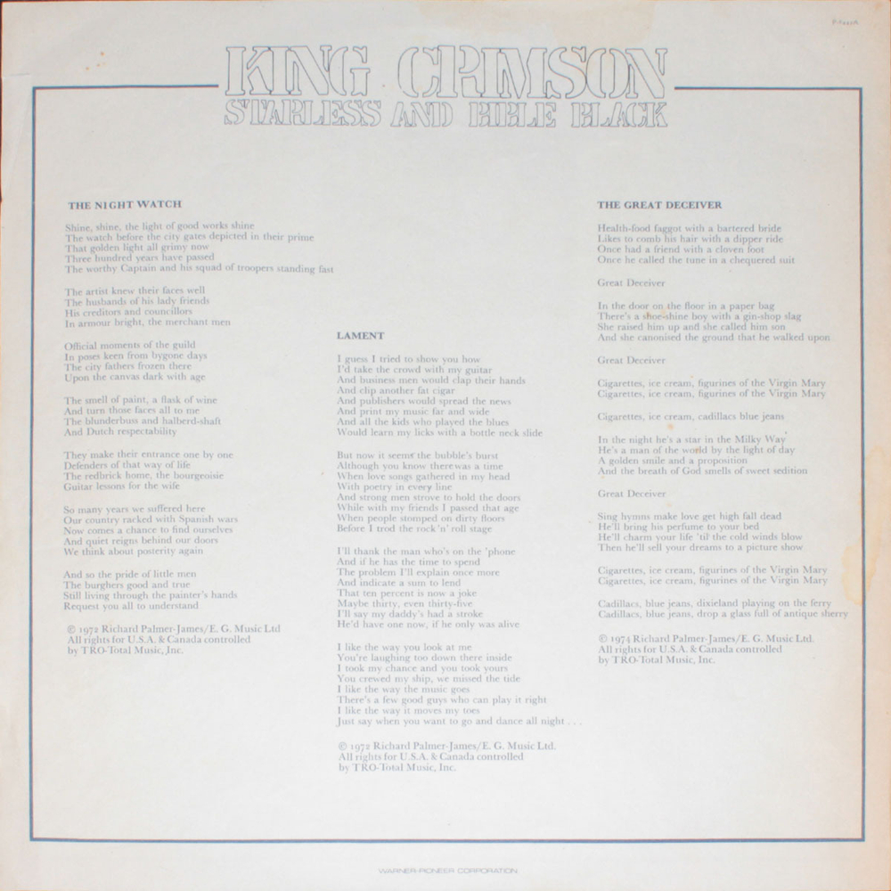 King Crimson / Starless And Bible Black (LP)