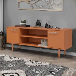 Тумба под ТВ Арт Колор matte 155см Классик Сильвер Томленый оранжевый матовый