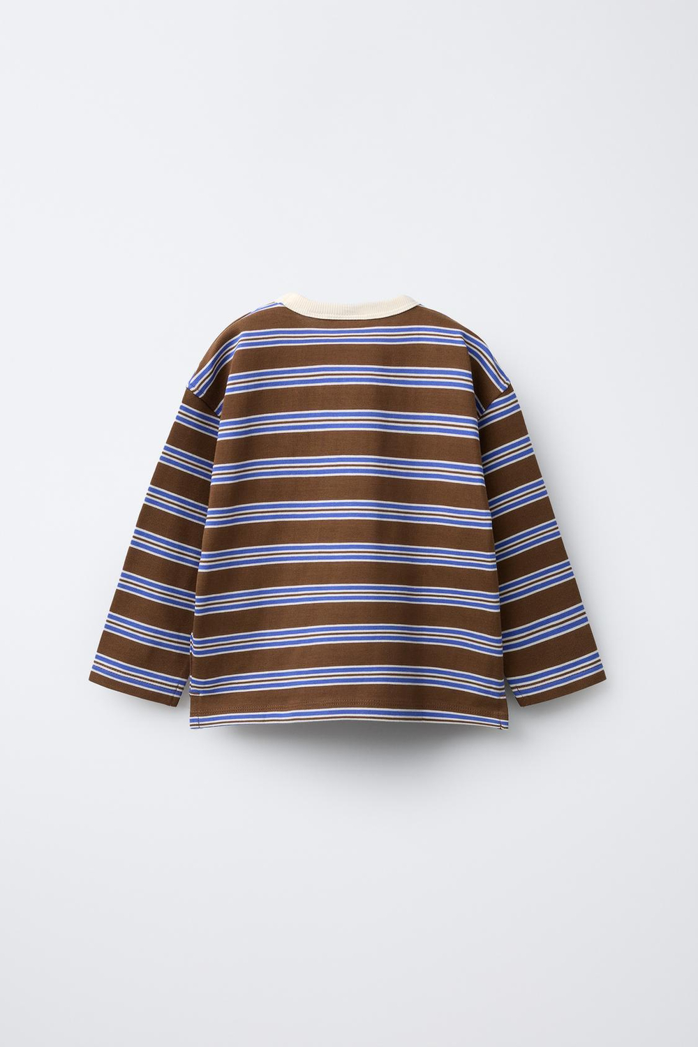 ZARA ФУТБОЛКА ИЗ ПЛОТНОЙ ТКАНИ В ПОЛОСКУ, КОРИЧНЕВЫЙ