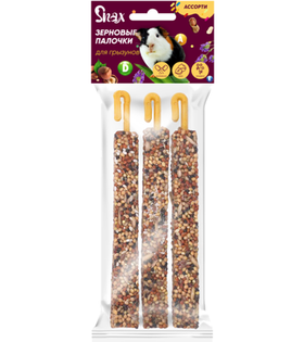 Зерновые палочки для грызунов Snax Plus Витамины и Минералы, Люцерна, Орех 75гр.