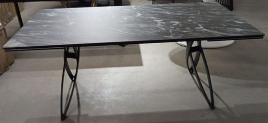 Стол PALERMO 180 TL-128 Испанская керамика черный контрастный мрамор / черный каркас