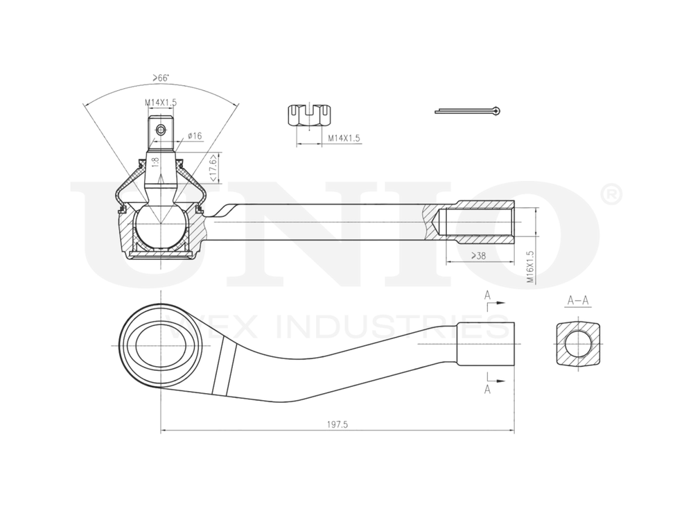 Наконечник рулевой правый UNIO SSP-10143