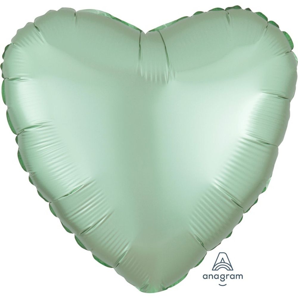 А Б/РИС СЕРДЦЕ 18&quot; Сатин Mint Green
