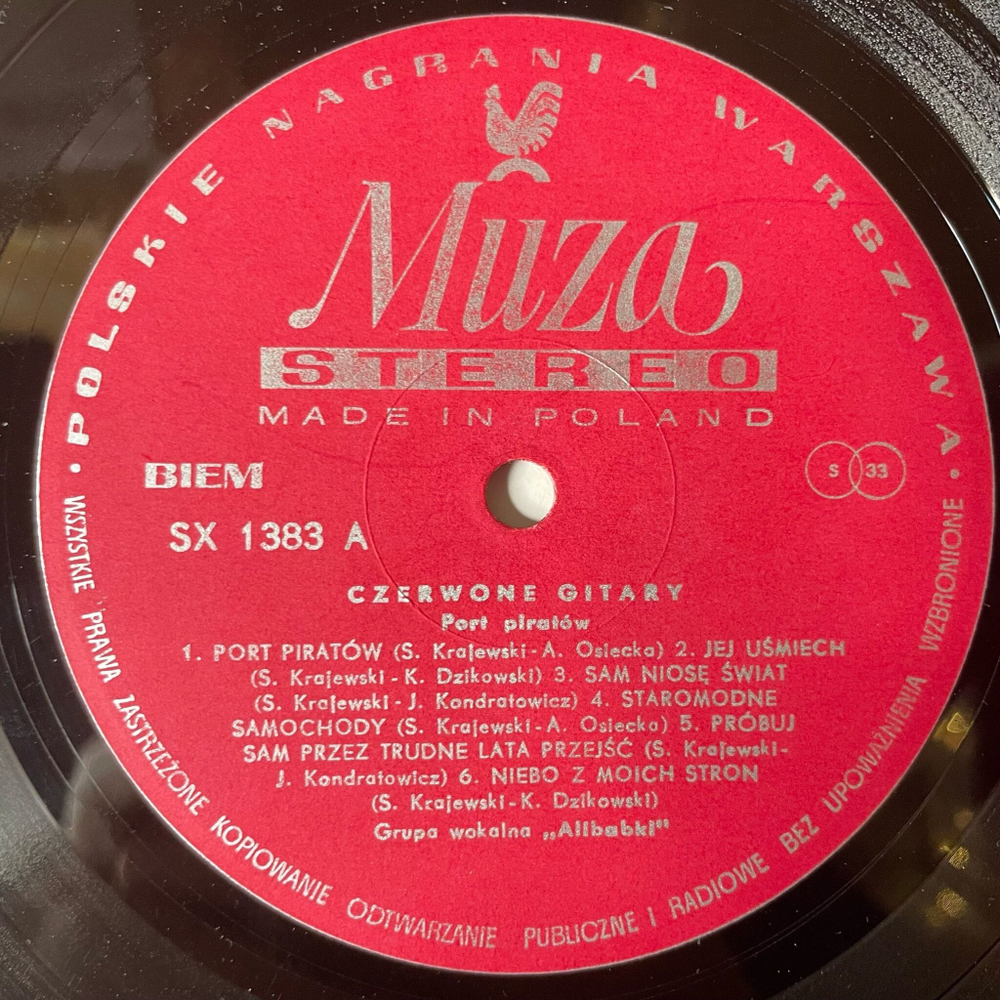 Винтажная виниловая пластинка LP Красные Гитары Czerwone Gitary Port Piratow (Польша 1976)