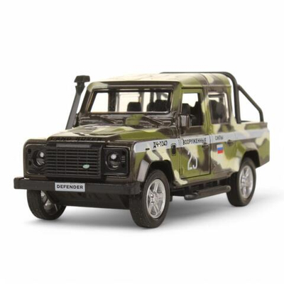 Модель ин. мет. "Land Rover defender pickup камуфляж" 12см. двери, багаж, коробка (Технопарк)