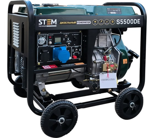 Дизельный генератор STEM Techno s5500de (5,5кв, электростартер, дисплей, подогрев) ГЕН018