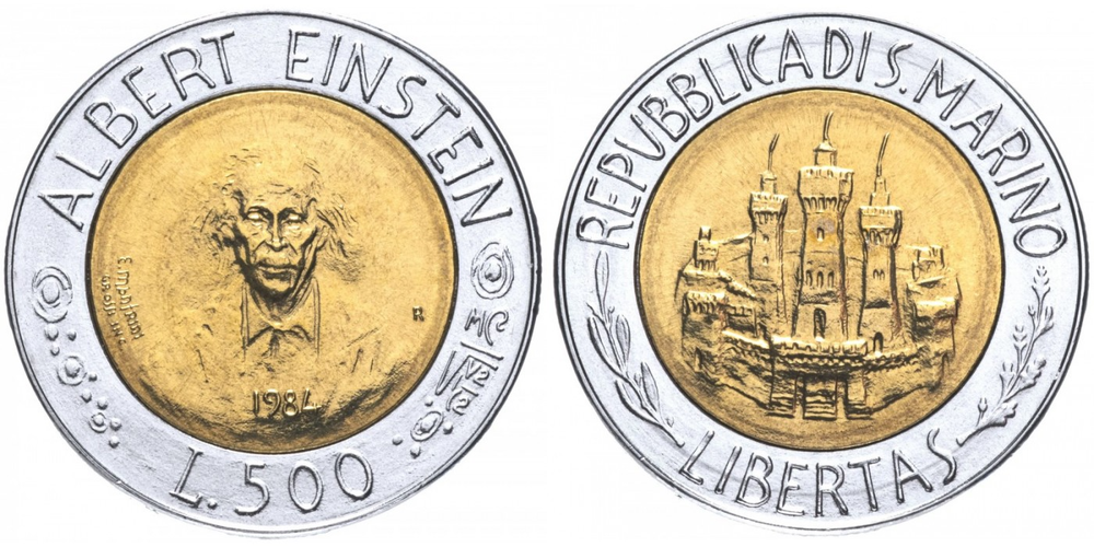 Сан-Марино 500 лир, 1984 Учёные UNC