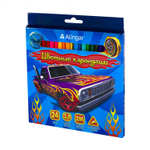 Карандаши цветные Alingar 24 цв., "Машины" деревянные, трехгранные, заточенные, грифель 2.8 мм, картон. уп., европодвес