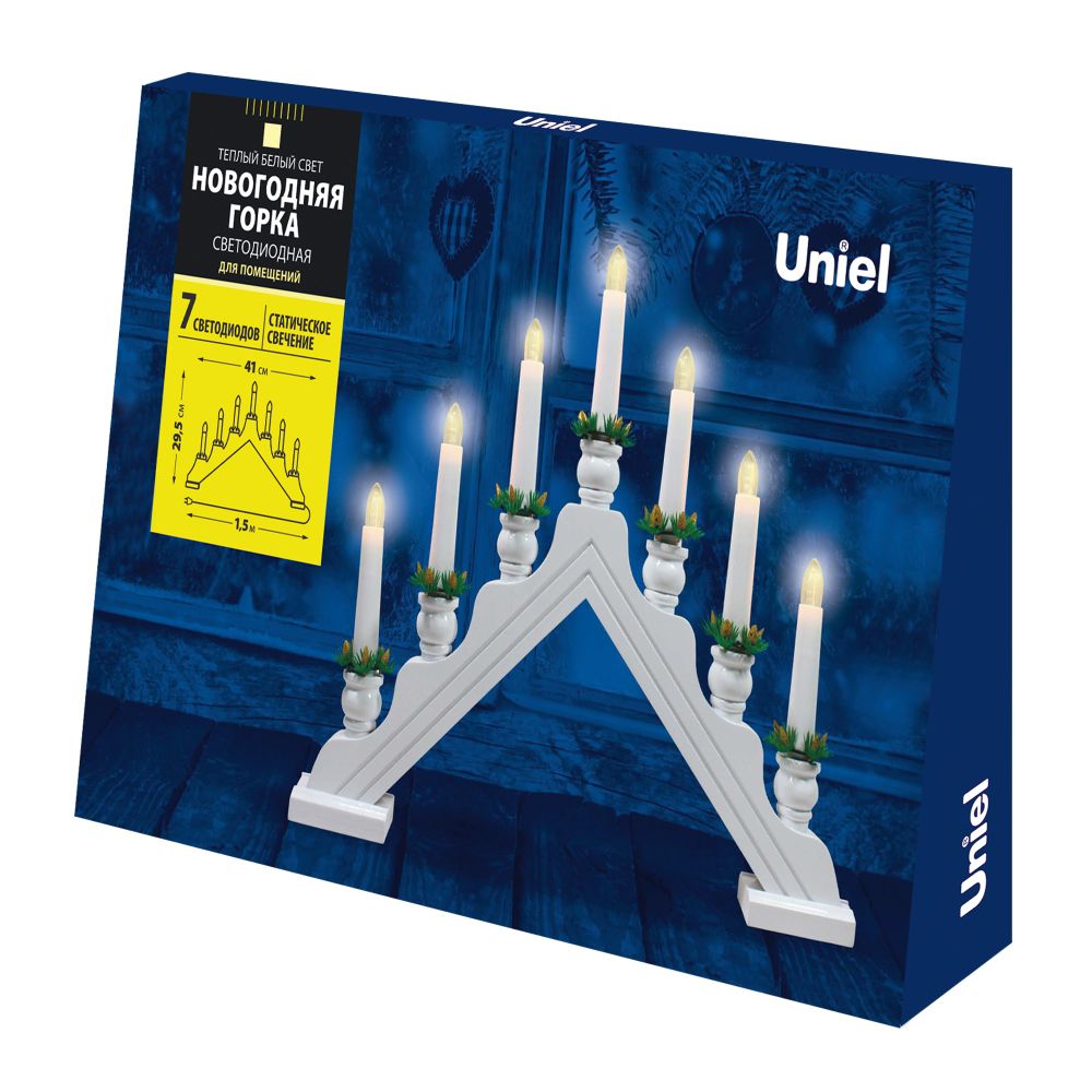 ULD-L7101-007-SWA WARM WHITE IP20 WHITE BRIDGE Фигура светодиодная Новогодняя горка. 39.5х30.5см. 7 светодиодов. Теплый белый свет. Корпус белый. Материал пластик. TM Uniel