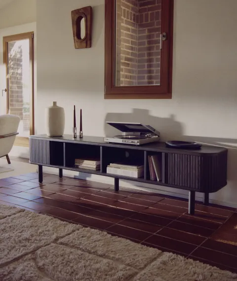 Mailen Тумба под ТВ с 2 дверцами из ясеневого шпона темной отделки 200 х 50 см