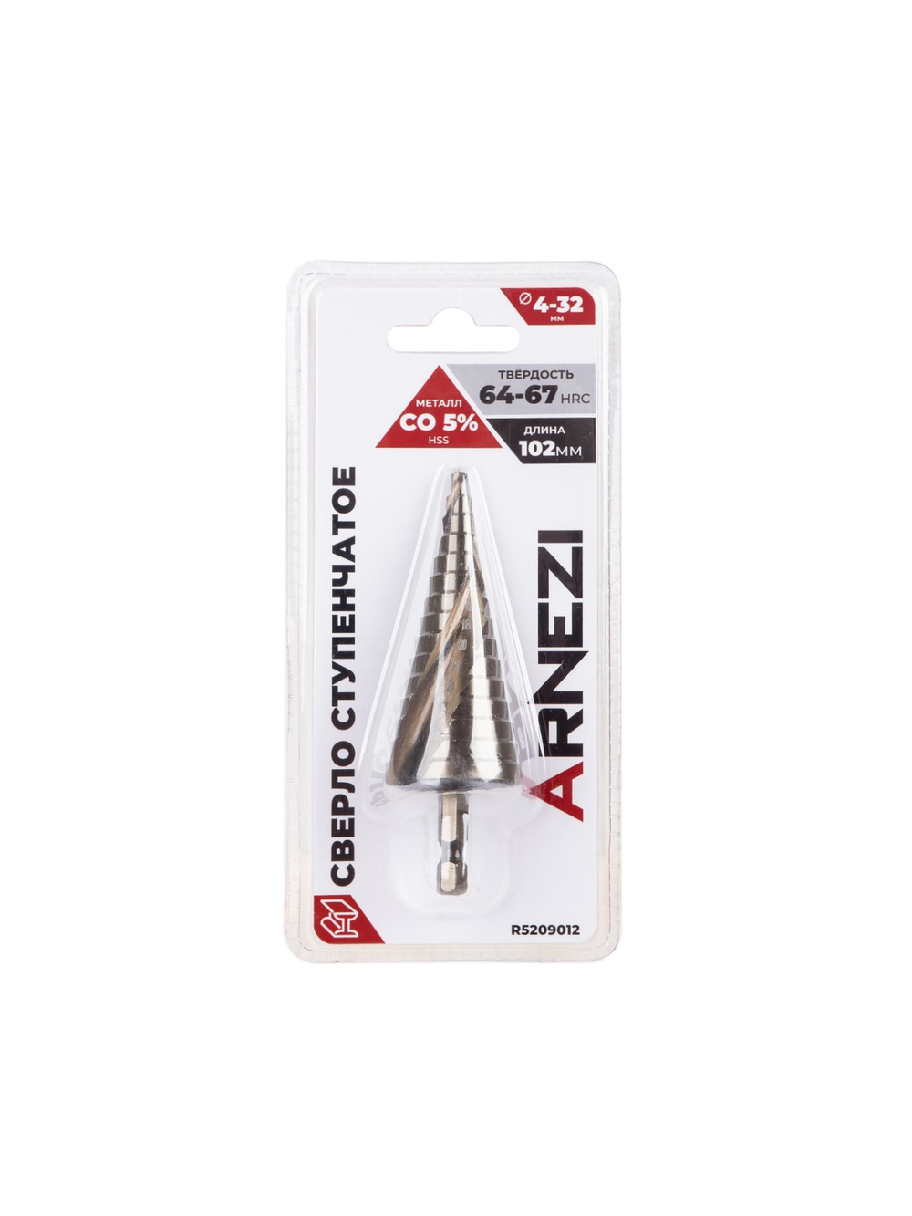 Сверло ступенчатое 4-32 мм, Cobal 5% (M35), шестигранный хвостовик ARNEZI R5209012