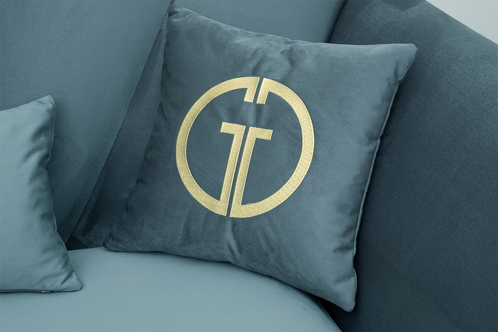Диван Garda Decor Аннет (Annette) трехместный без мех,велюр бирюз.Colt1004, зол 250*100*95