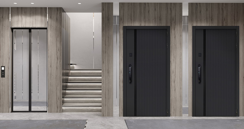 Стальная дверь "Silver" с зеркалом (биометрический замок)