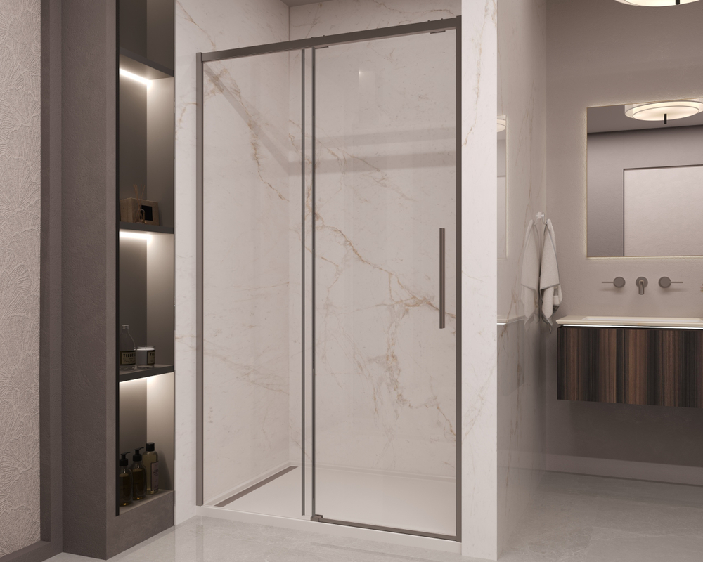 Душевая дверь Stella VDS-1ST150CLGM, 1500, вороненая сталь, стекло прозрачное