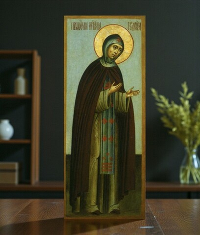 Евдокия Илиопольская святая преподобная мученица деревянная икона на левкасе