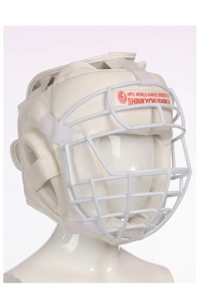 Шлем с металлической решеткой (каратэ, киокушинкай)  белый