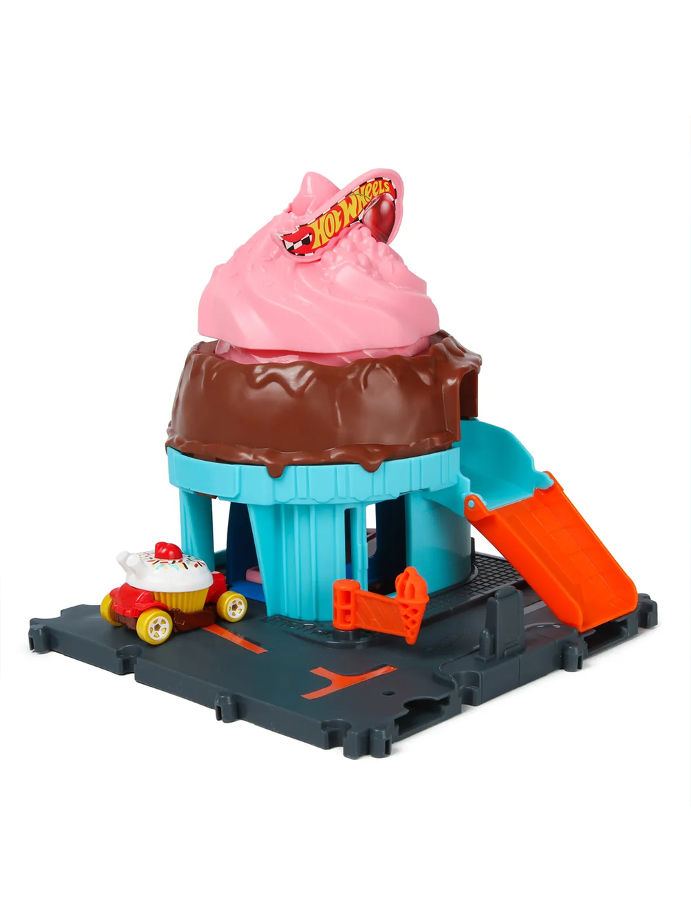Игровой набор Hot Wheels City «Магазин мороженого» HTN77 | City Downtown Ice Cream Swirl | трек с лифтом 1:64 | 4+
