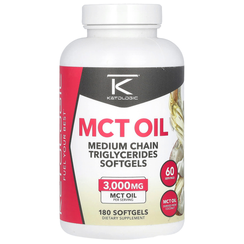 KetoLogic, Масло MCT, 180 капсул (1000 мг в каждой капсуле)