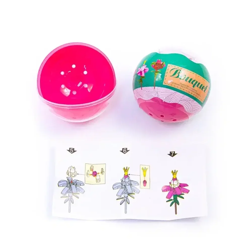 Игрушки 75 мм в капсулах конструкторы «Букет из цветов» 12 шт/уп