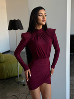 Платье Agdali Brand 1045 однотонное с драпировкой и объемными плечами