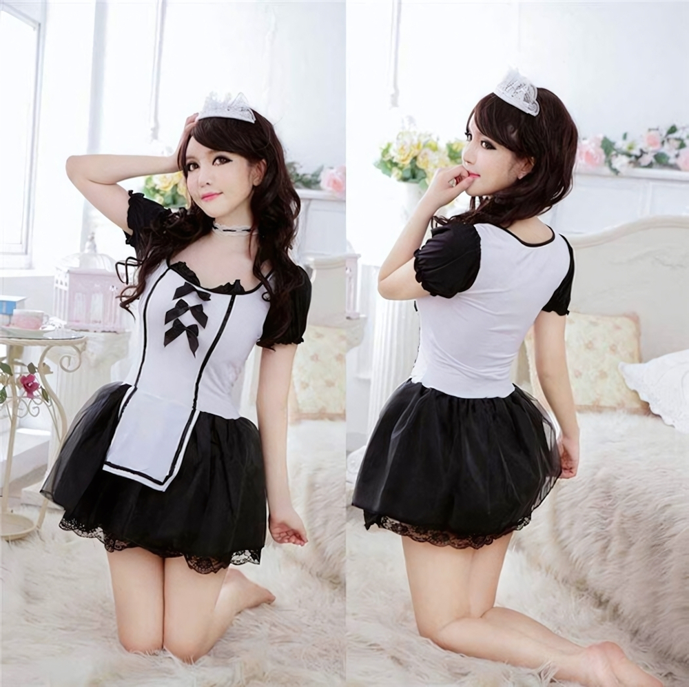 Игровой костюм горничной (Цвет: черный с белым)