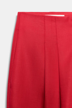 ZARA БРЮКИ ПРЯМОГО КРОЯ ИЗ ЛЬНА, КРАСНЫЙ