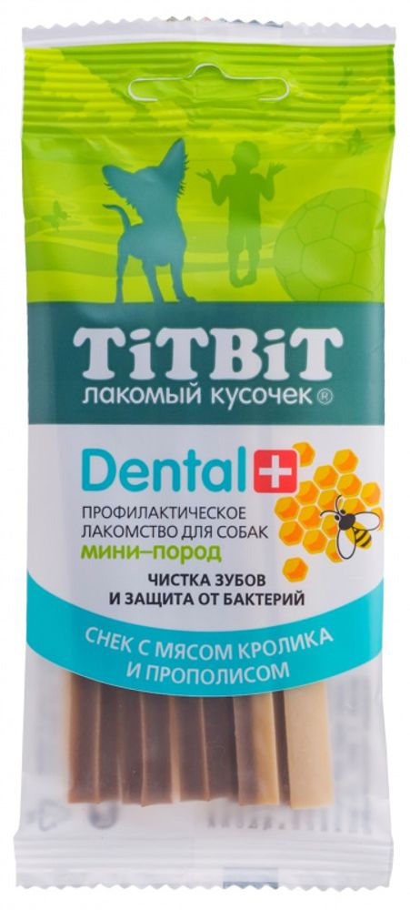 TitBit Снек Дентал+ с мясом кролика и прополисом для собак мини пород 25 гр.